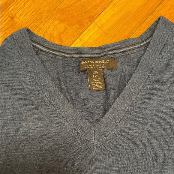 Banana Republic Other - SILK CASHMERE BLEND BANANA REPUBLIC Dark Slate Blue V-Neck Pullover